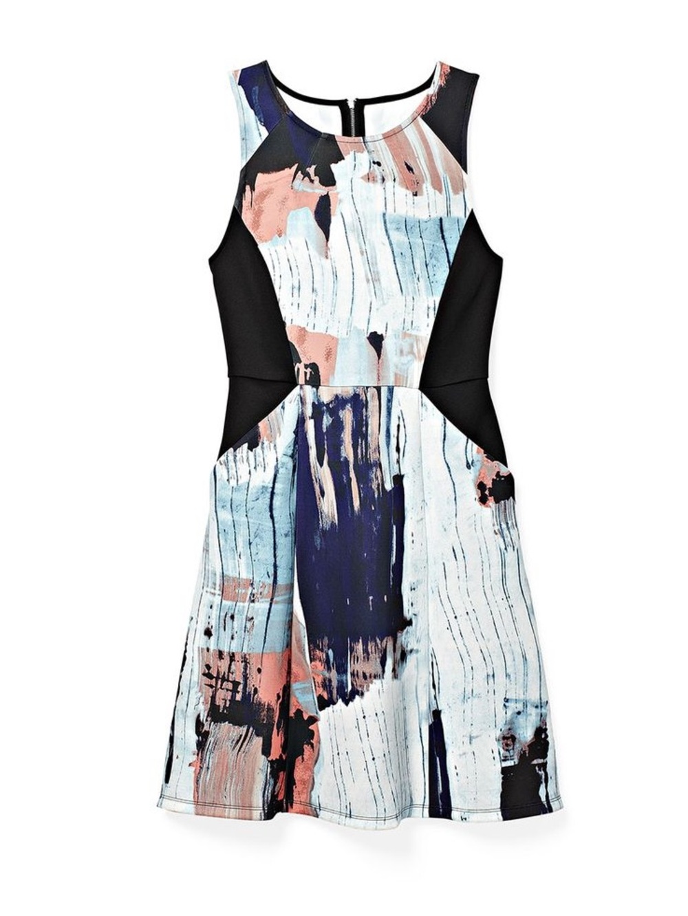 Target Abstract Watercolor Mini Dress with Black Panels